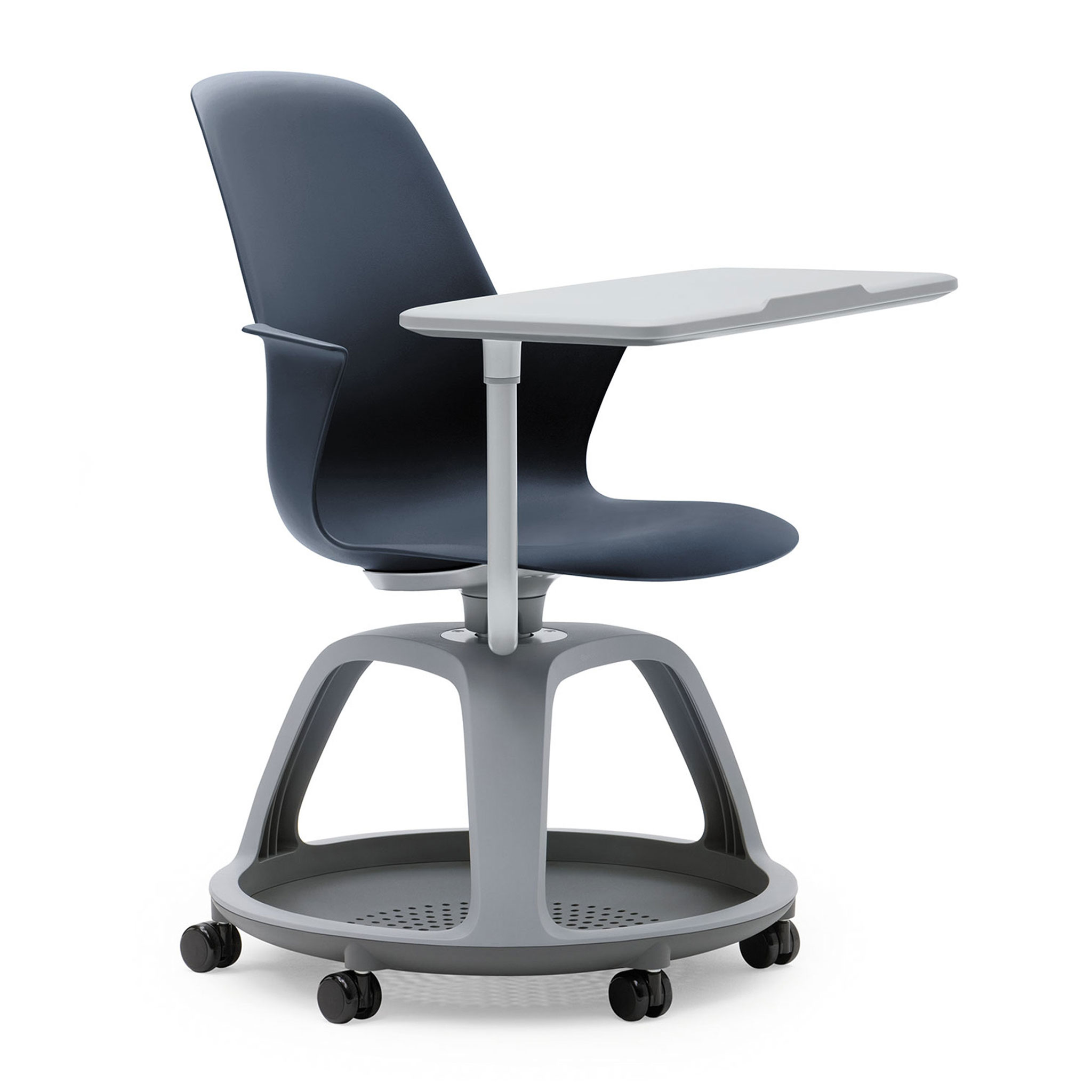 Steelcase NODE Seminarstuhl auf Rollen mit Schreibplatte und Ablagefläche